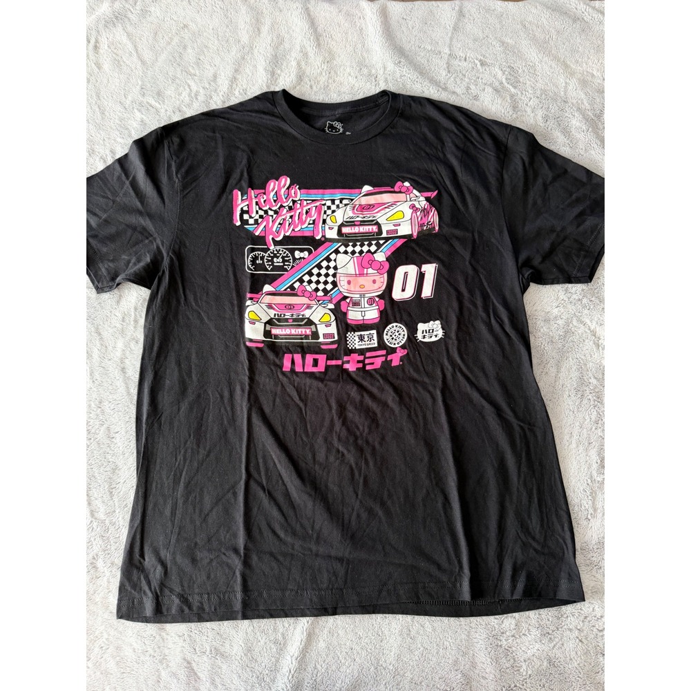 NWOT Hello Kitty Racing Graphic T-Shirt Black XL Sanrio Hybrid JDM Drift Car Tee